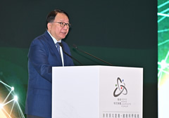The Chief Secretary for Administration, Mr Chan Kwok-ki, speaks at the Hong Kong Laureate Forum 2025 today (November 5).